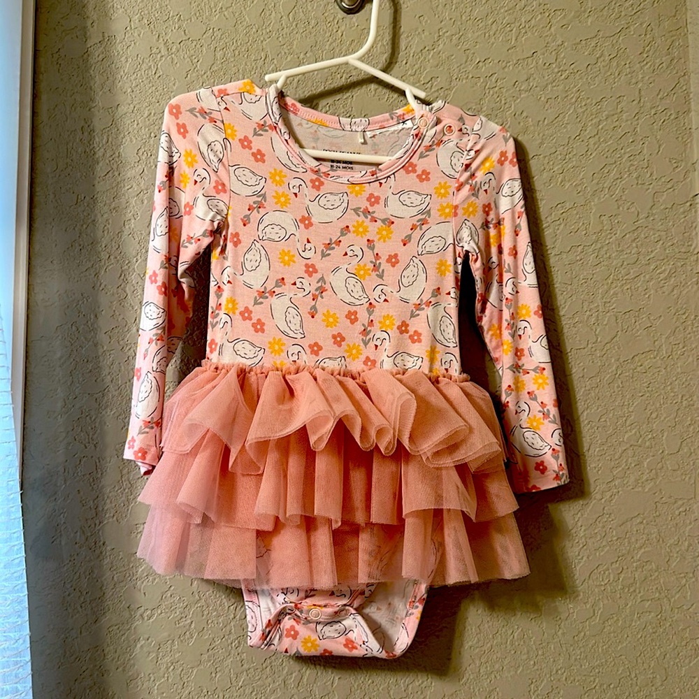 Posh Peanut Gelsey Print Bodysuit Tulle Dress size 18-24m
